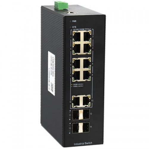 IES200-V25-4S2T8P  Managed industrial POE switch with 4 Gigabit SFP ports, 2 Gigabit TX ports and 8 Gigabit POE TX ports  industrial DC 48~5