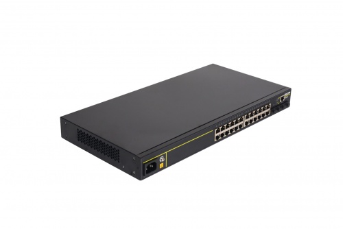 S4600-28P-P-SI(R3)  L2 PoE Full Gigabit Access Switch(24*10/100/1000Base-T + 4* Gigabit SFP),  AC power,  PoE af/at,  370W PoE power, S4600-