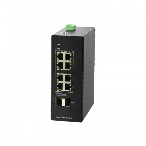 IES200-V25-2S8P  Managed industrial POE switch with 2 Gigabit SFP ports and 8 Gigabit POE TX ports  industrial DC 48~55V redundant dual powe