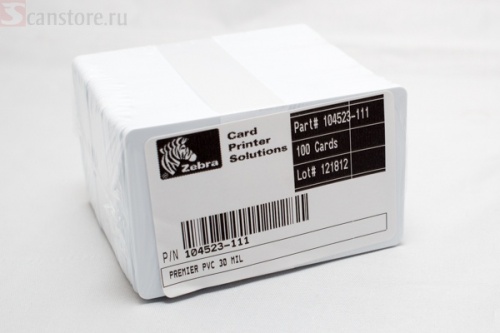 Пластиковые карты ZEBRA, 30 mil, белые, 500 шт, 104523-111 фото 2